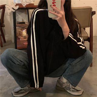 Long-sleeve Striped Jacket / Striped Skirt