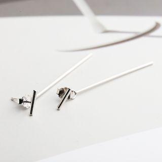 925 Sterling Silver Bar Dangle Earring 1 Pair - Earrings - T Shape - One Size