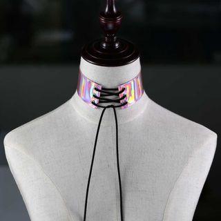 Iridescent Lace-up Choker