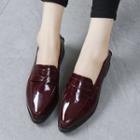 Pointed Faux Patent Leather Loafers