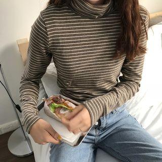 V-neck Pullover / Striped Long-sleeve Turtleneck T-shirt