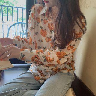 Floral Print Shirt Rose - Beige - One Size