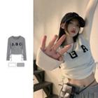 Letter Embroidered Drawstring Sweater