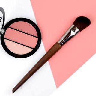 Wooden Handle Makeup Brush Brown - One Size