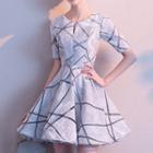 Sleeveless / Short-sleeve Contrast Lining Mini Prom Dress / Gown