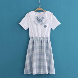 Embroidered Gingham Dress