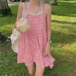 Spaghetti Strap A-line Dress Pink - One Size