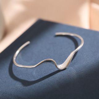 925 Sterling Silver Wavy Open Bangle 925 Silver - As Shown In Figure - One Size