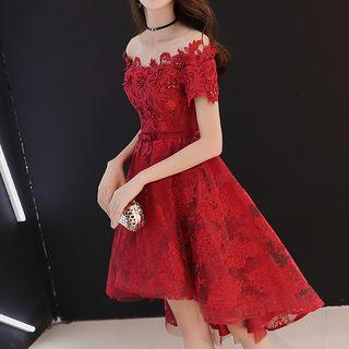 Off-shoulder High Low A-line Cocktail Dress