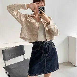 Textured Cropped Jacket