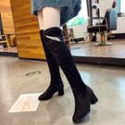 Velvet Chunky-heel Over-the-knee Boots