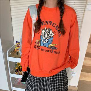 French Fries Print Long-sleeve Sweatshirt