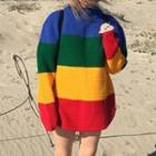 Color Block Sweater Blue & Red & Yellow - One Size