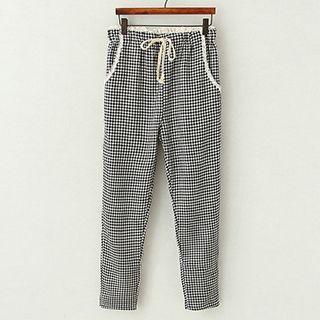 Gingham Drawstring Pants