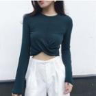 Long-sleeve Twisted Crop T-shirt