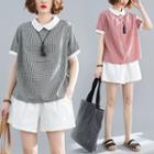 Plaid Short-sleeve Polo Shirt / Shorts / Set