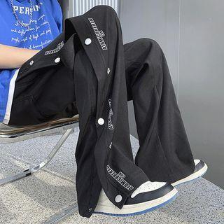 Lettering Button-accent Sweatpants