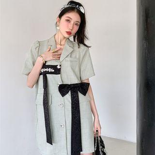Short-sleeve Bow Mini Blazer Dress