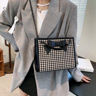 Ribbon Houndstooth Tote Bag