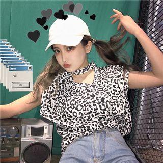 Set: Leopard Print Sleeveless Top + Headband