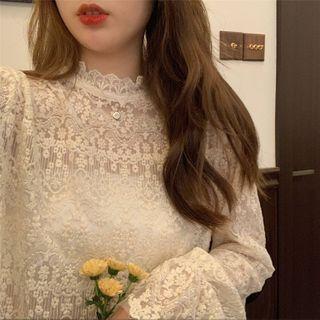 Scoop-neck Lace Top As Shown In Figure - One Size