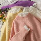 Lace-panel Loose-fit Sweater In 5 Colors