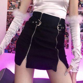 Double-zip Mini Skirt