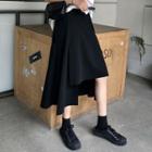 Midi Asymmetric A-line Skirt Black - One Size