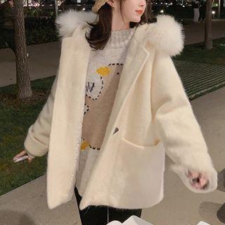 Hooded Fluffy Trim Duffle Coat