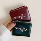 Flower Embroidered Faux Leather Wallet