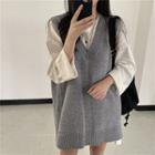 Plain Sweater Vest Gray - One Size