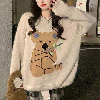 Cartoon Jacquard Sweater Sweater - Almond - One Size