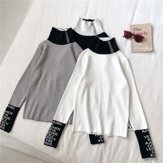 Turtle-neck Paneled Sweater