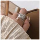 Faux Pearl Texture Alloy Open Ring Silver - One Size