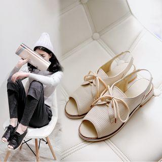 Lace-up Peep Toe Slingback Sandals
