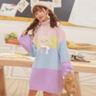 Turtleneck Color Block Sweater Dress