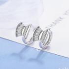 Rhinestone Hoop Earring Silver - One Size