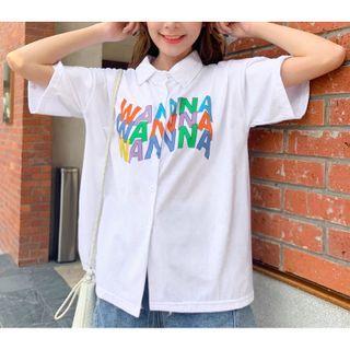 Short-sleeve Letter Print Shirt