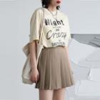Heart Embroidered Pleated Mini A-line Skirt