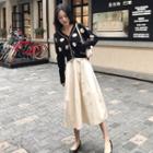 Polka Dot Cardigan / A-line Midi Skirt