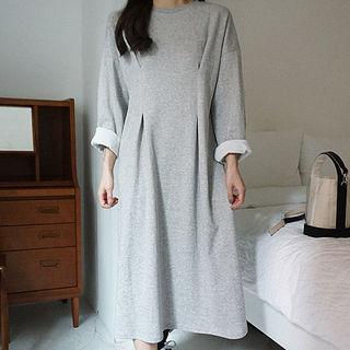 Pintuck-detail Long Pullover Dress