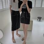 Stitched Denim Skirt (mini/long)