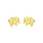 Sterling Silver Plated Gold Simple And Fashion Elephant Stud Earrings Golden - One Size