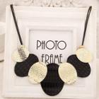 Disc Alloy Pendant Wax Cord Necklace Black - One Size