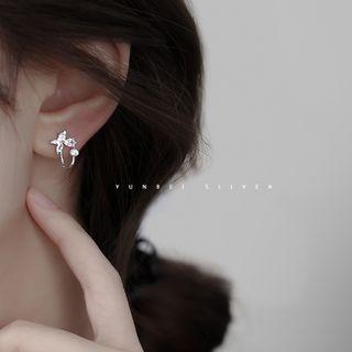 Cz Butterfly Stud Earring 1 Pair - Silver - One Size