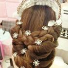 Rhinestone Flower Hair Pin 1pcs - White - One Size