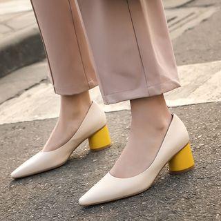Faux Leather Pointed-toe Cone Heel Pumps