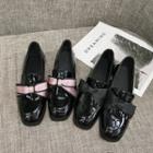 Patent Ribbon Accent Low Heel Loafers
