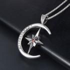 Moon & Star Pendant Stainless Steel Necklace Silver - One Size
