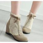 Hidden-wedge Lace Ankle Boots
